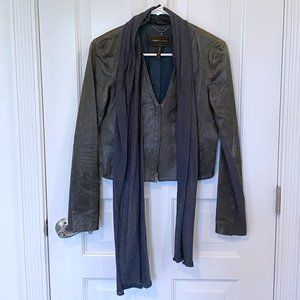 Very unique blueish-gray BCBG 100% leather jacket